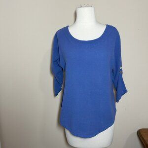 COTTONWAYS Cotton Guaze Blouse 3/4 Sleeve Azure Size 0 (xs/s)